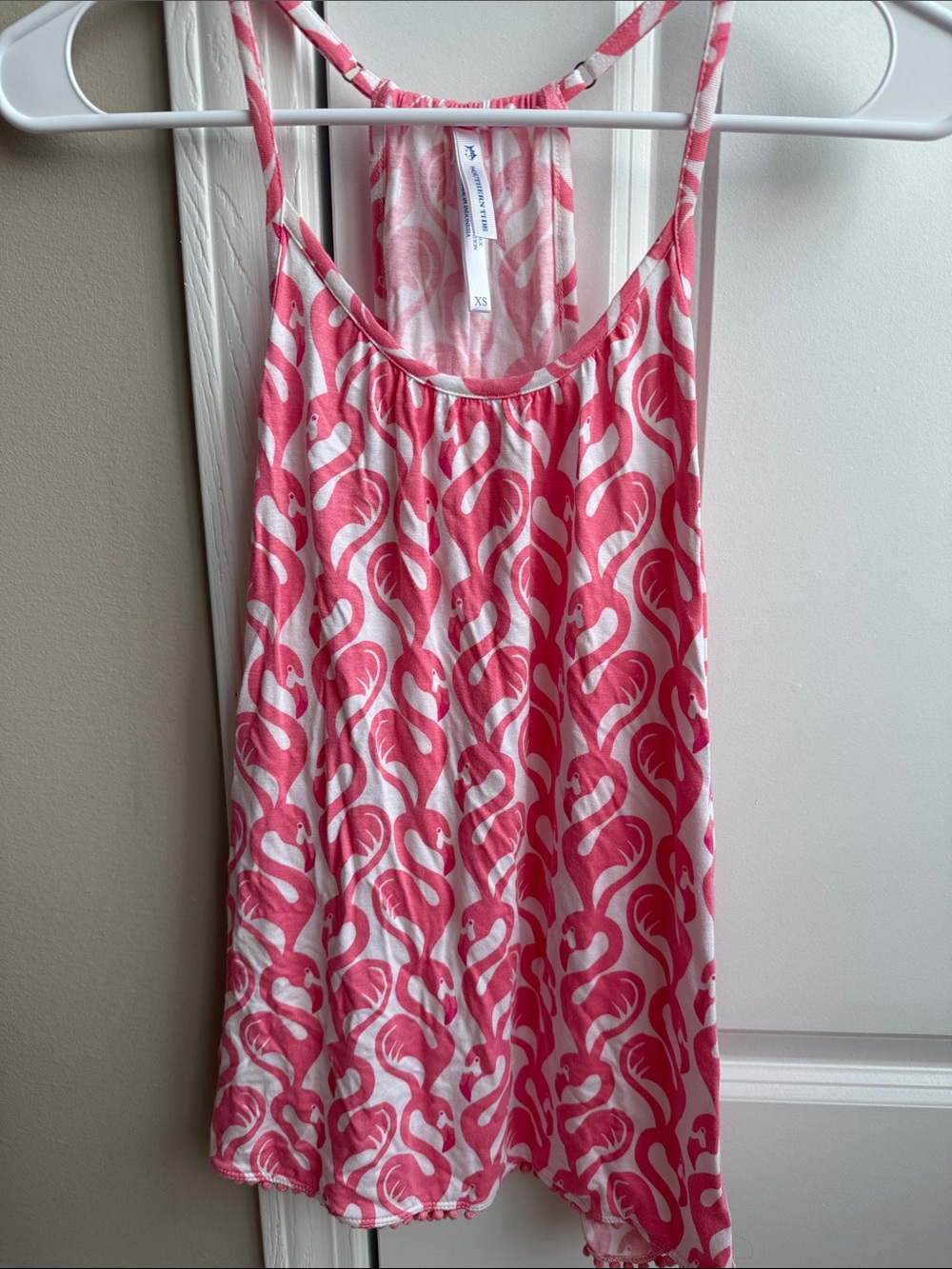 Southern Tide Pink & White Flamingo-Print Tank
